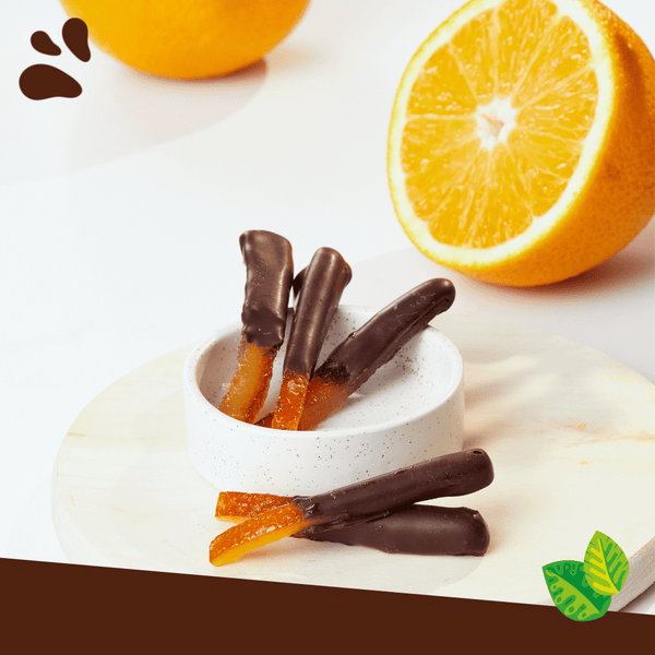 Gekonfijte orangettes met donkere chocolade